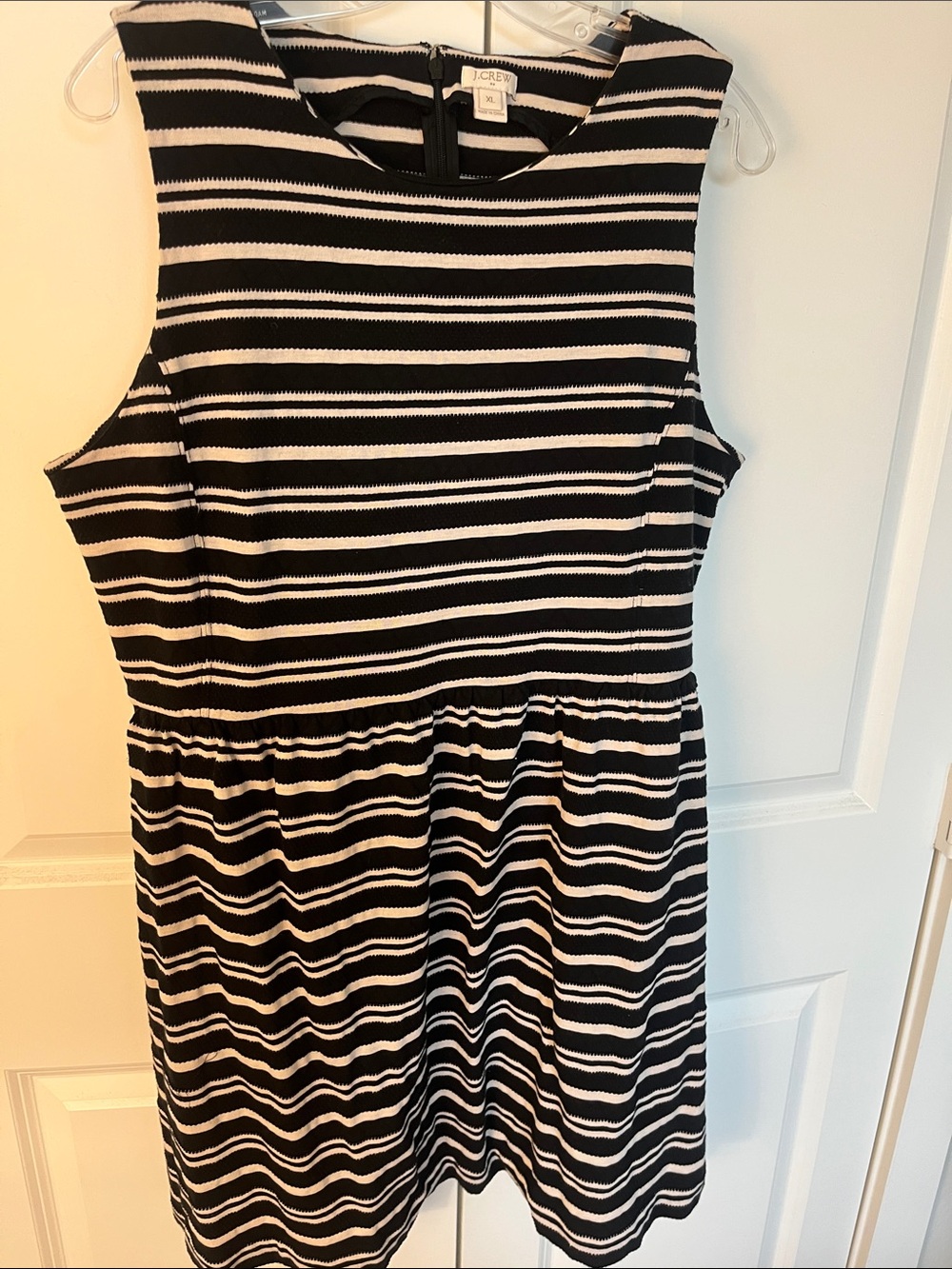 J. Crew Black and White Striped Sleeveless Dress